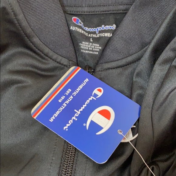 Champion Black Track Jacket With Sleeve Logo - Picture 3 of 9